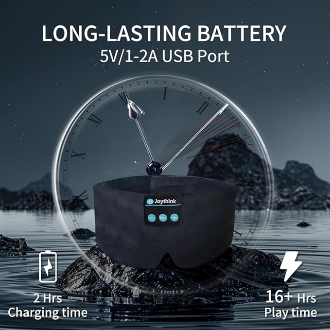 Joythink Sleep Headphones Sleep Mask Kids Children Wireless Music Eye Mask Sleeping Headphones Headband for Side Sleepers Silk Sleep Mask with Wireless Headphones Ultra-Thin Stereo Speakers