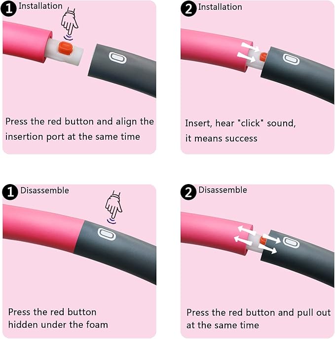 Beakabao Exercise Weighted Hoops for Adults and Kids, Adjustable 8 Sections 2LB Detachable Fitness Hoop, Weight Loss Core Strength Workout Sport