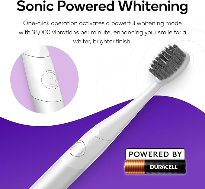 Burst Nova Toothbrush (Pink) | Sonic Powered Teeth Whitening | Super-Soft Bristles | 18000 VPM | 2 Minute Timer | Aluminum Handle | Replaceable Brush Head | Compact Size | with AAA Battery