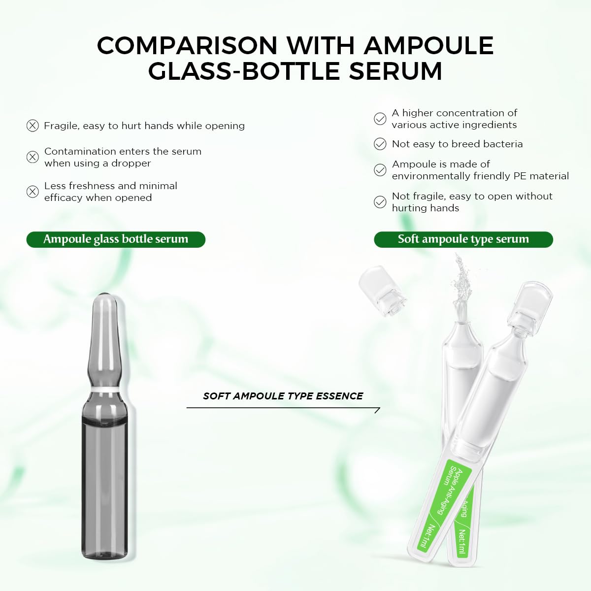 BACHERI Hydrating & Anti-Aging Ampoules Serum - Apple Stem Cell & Tremella Mushroom Extract and Collagen - Deep Hydration, Anti-Wrinkle, Skin Firming & Revitalizing, For All Skin Types, 30 Pcs/Box