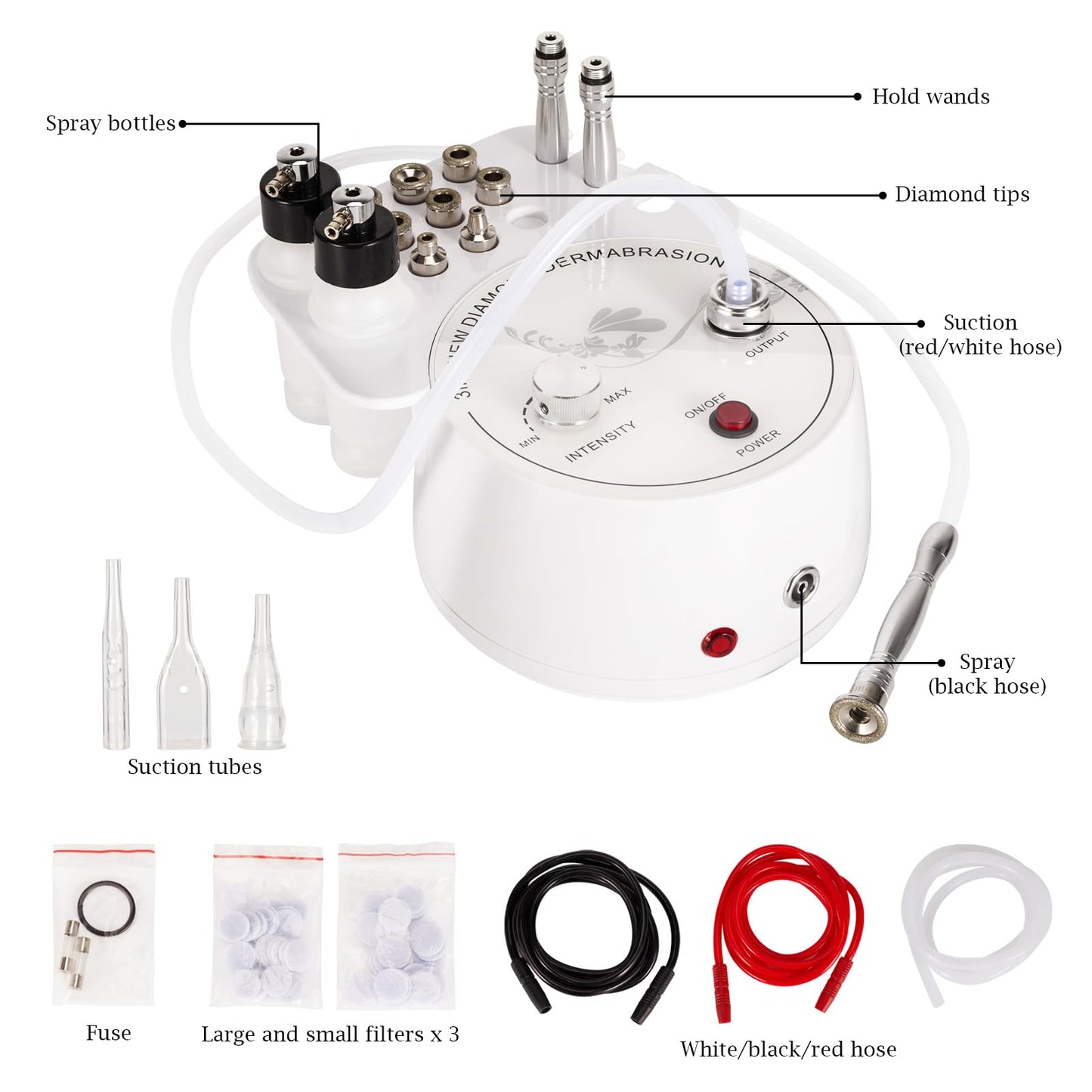 AIMENGXI 3 in 1 Diamond Microdermabrasion Machine, Professional Microdermabrasion Device with Vacuum Spray, Beauty Facial Skin Care Dermabrasion Equipment for Salon Personal Home Use