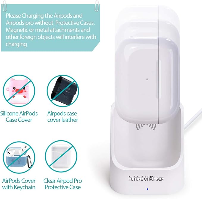 AirPods Wireless Charger - Compatible with AirPods 4/3/2 & Pro 2, Active Noise Cancellation, White