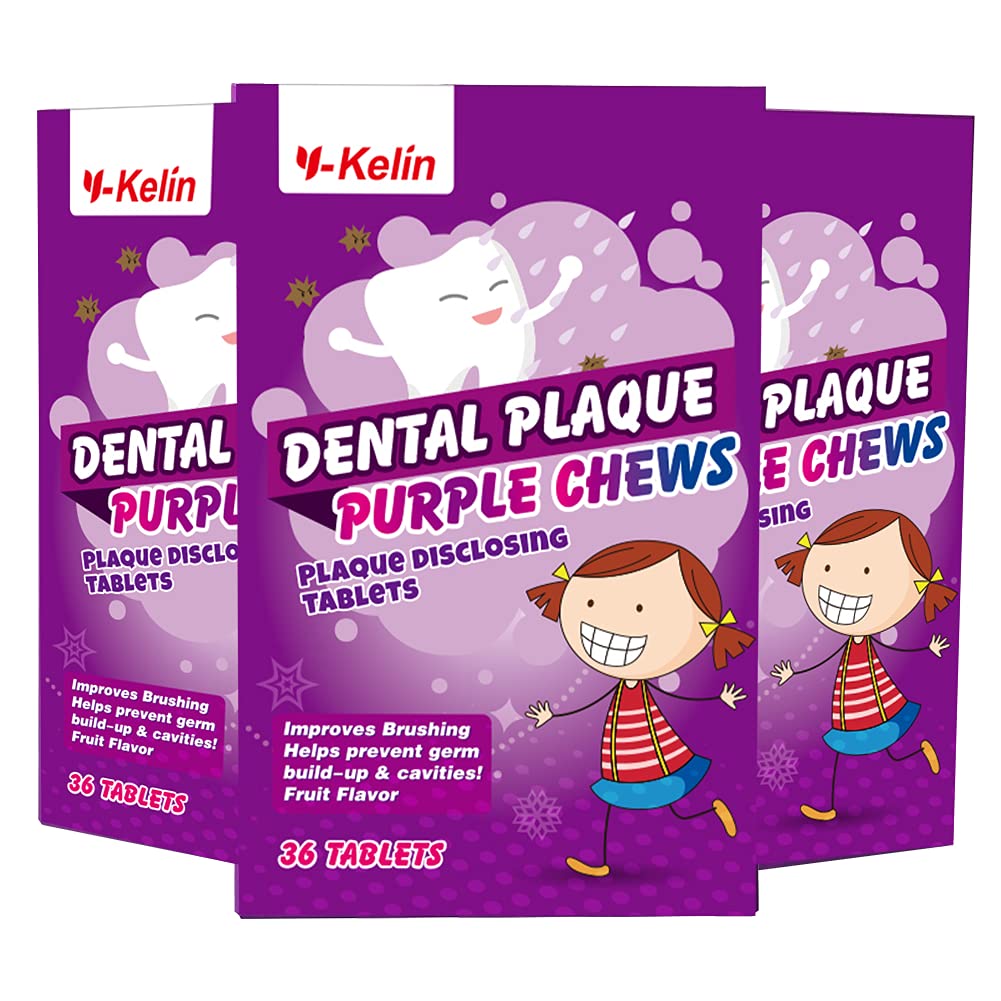 Dental Plaque Disclosing Tablets for Kids & Adults - Showing Plaque by Changing Color - Helps Teach Brushing Habits for Clean Teeth - 36 Count