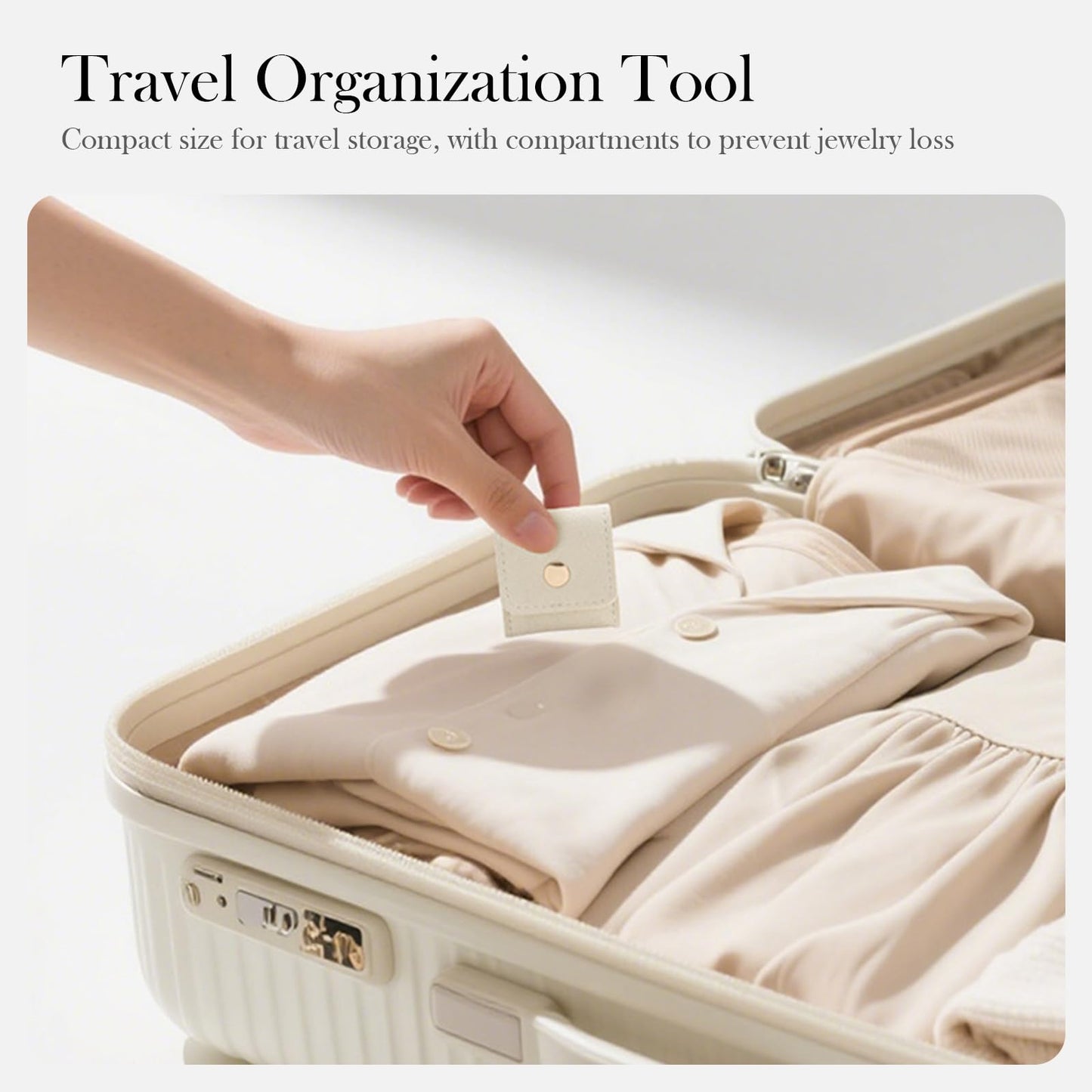 Jwtolp Mini Travel Jewelry Bag, Mini Travel Jewelry Roll Bag with Buckle, Portable Foldable Multifunctional Travel Jewelry Organizer Case, Small Jewelry Box for Earrings, Rings, Necklaces