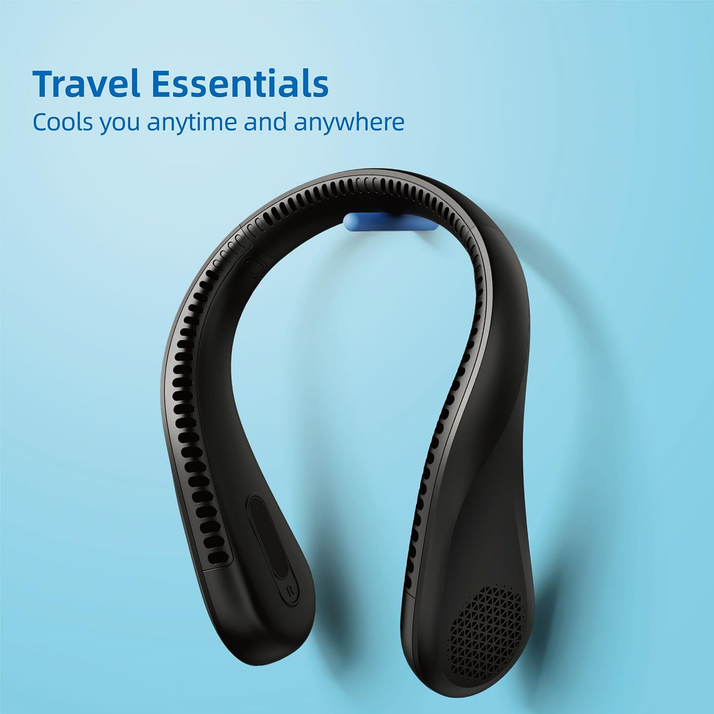 Nuerst Neck Fan, 5000mAh Portable Personal Fan, Hands-Free Bladeless Fan, Wearable Fan, 3 Speeds, Strong Airflow, Cooling Fan for Travel, Outdoor, Indoor, Black