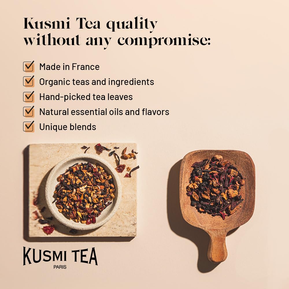 Kusmi Tea - Organic Herbal Tea Gift Set - Sampler Assortment Variety Box - Gift Idea for Men and Women - Caffeine-Free Teas - Hibiscus Tea, Chamomile Tea, Rooibos - 9 Recipes - 45 Tea Bags