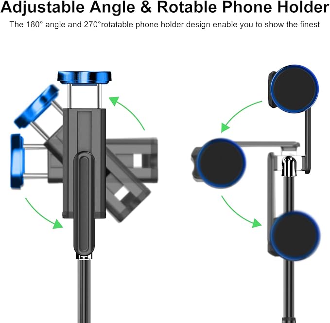 ATUMTEK Selfie Stick Tripod, 3-in-1 Extendable Aluminum Phone Tripod with Detachable Bluetooth Remote, Compatible with iPhone 17/16/15/14/13/12/11/11 Pro/XS Max/XR and Samsung Smartphones, Blue
