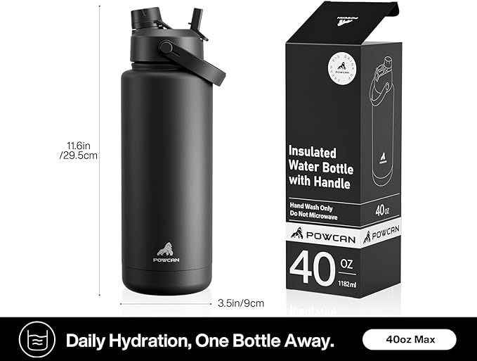 40 oz Insulated Water Bottle with 2-in-1 Straw and Spout Lid, Keep Cold 24H, Leak-Proof, BPA-Free, Double Wall Stainless Steel Water Bottle for Sports, Gym, Trip, and School (Monarch Butterfly)
