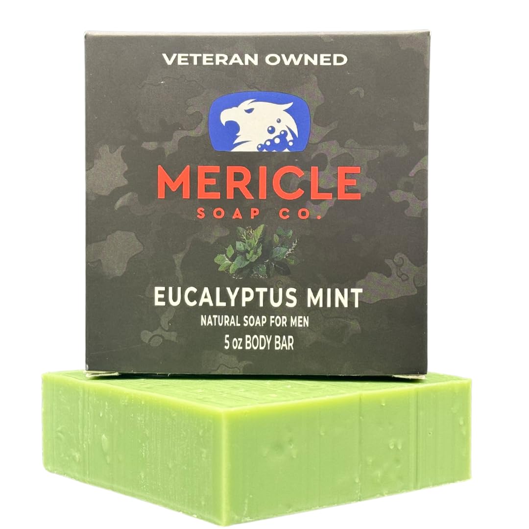 Mericle Soap Co. Eucalyptus Mint 100% Natural 5oz Body Bar | Veteran Owned | Traditional Cold Process Technology | Natural Ingredients | No Harsh Chemicals | Made in the USA