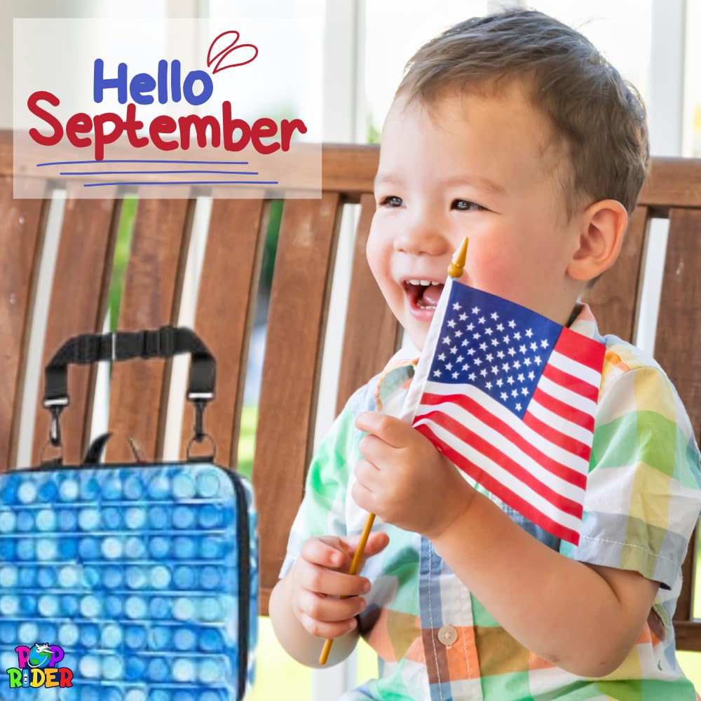 POPRIDER Travel Fidget Case Set with 12 Fidget Toys, Road Trip Activities for Kids, Airplane Must Haves for Kids, Sensory Toys, Car Travel Essentials for Long Trips (Blue)