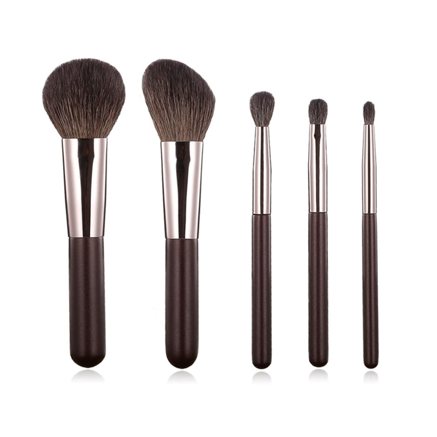 Travel Makeup Brushes Set w/Pouch, Portable 5PCS Professional Mini Cosmetic Brushes Kit for Powder Blush Concealers Contouring Highlighting
