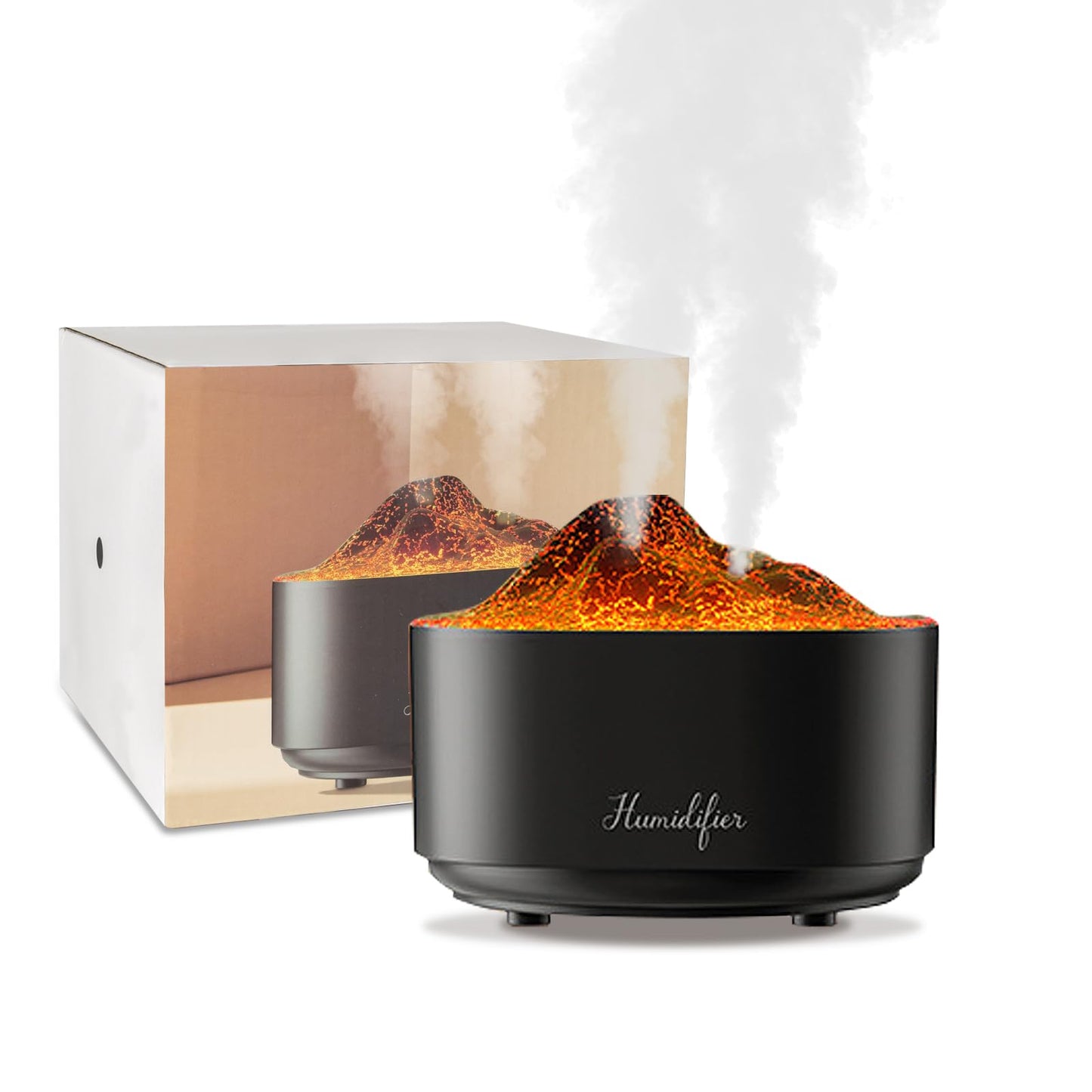 Humidifier for Bedroom,1.5L Volcano Essential Oil Diffuser,Air Diffuser with Premium Flame Lights Dual Nozzle Design, Auto Shut-Off USB Desk Humidifier, Ultra-Silent for Bedroom Travel Office.