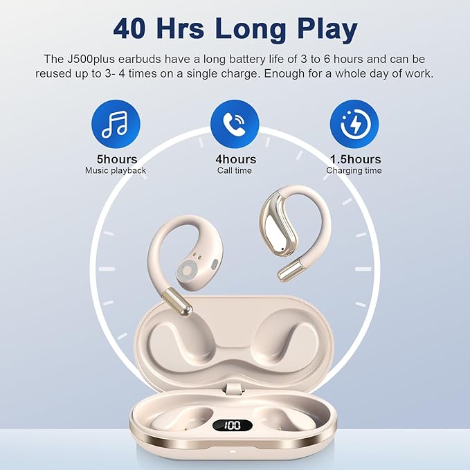 AI Translation Earbuds Real Time, 164 Language Translator Earbuds OWS 3-in-1 Translation Headphones, Translation Device for Travel Business Learning Compatible with iOS and Android,Khaki