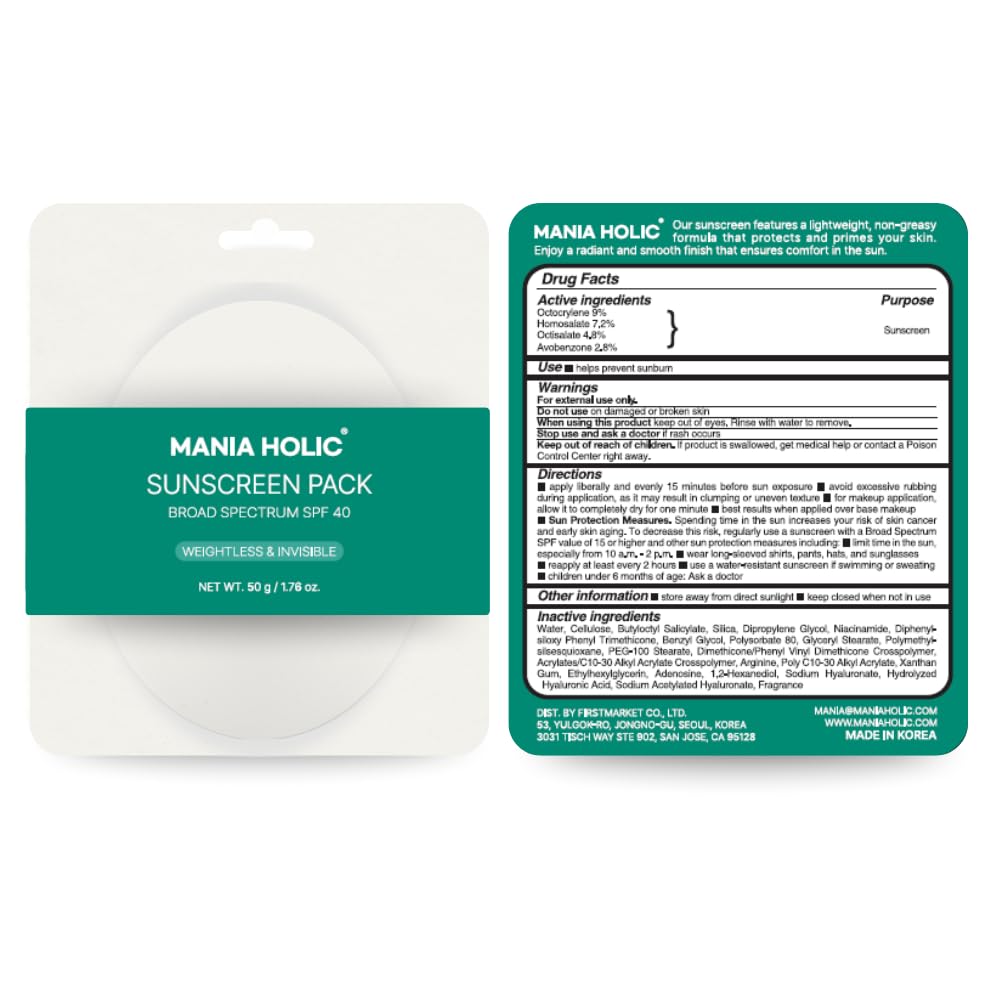 MANIA HOLIC Korean Sunscreen for Face SPF 40, No White Cast, Lightweight & Matte Finish, Makeup Primer, Non-Greasy Formula, Broad Spectrum UV Protection, Pore-Friendly, Korean Skincare,1.76 fl oz