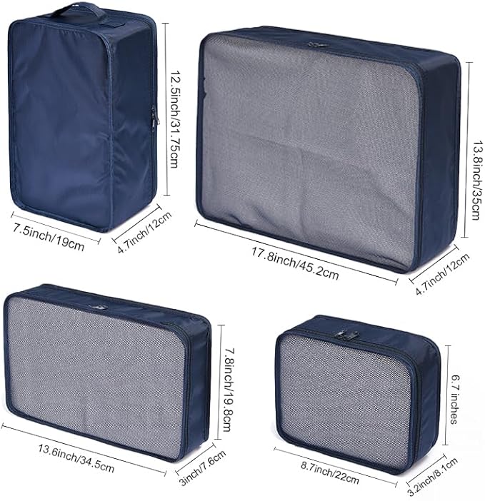 JJ POWER Travel Packing Cubes, Luggage Organizers with Shoe Bag