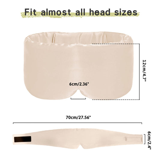 iCooBreeze 100% Handmade Bamboo Sleeping Eye Mask for Women for Men,Night Masks,Organic Sleep Mask,Blockout Eye Mask for Sleeping,Large Size Adjustable (1 PC, Apricot)