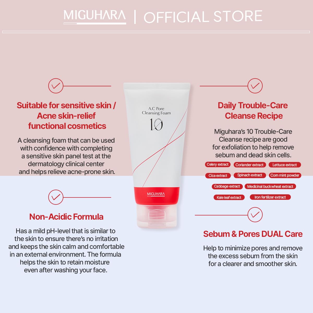 A.C Pore Cleansing Foam | Korean Skincare Face Wash (120ml/4.05 fl. oz.)