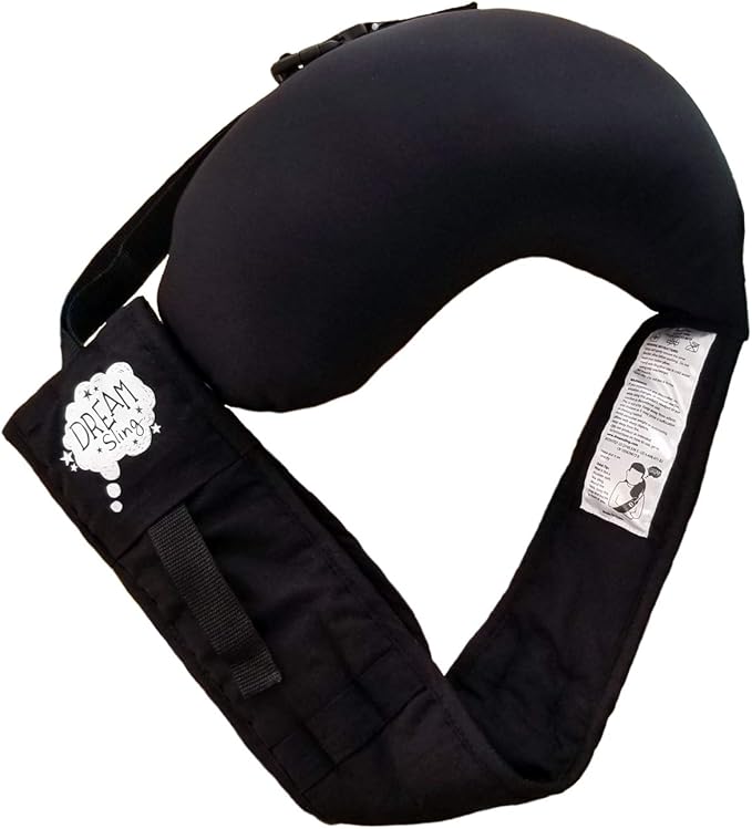 Travel Pillow - First Neck Pillow with an Arm-Sling! Supports The Head, Body, and Arms, Providing The Leaning Support. Perfect for Sleeping Upright (Black)