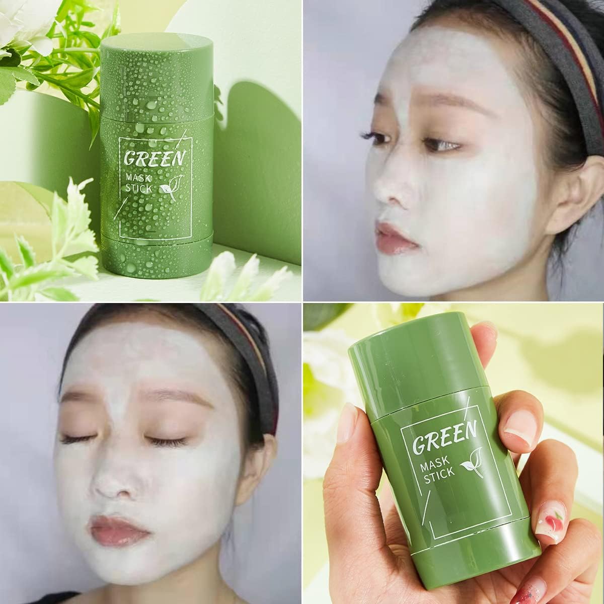2 Pcs Green Tea Mask Stick for Face,10 Minutes Blackhead Remover with Green Tea Extract, Green Mask Stick for Face Moisturizing, Dry Skin Face Moisturizer, Deep Pore Cleansing, Removes Blackheads