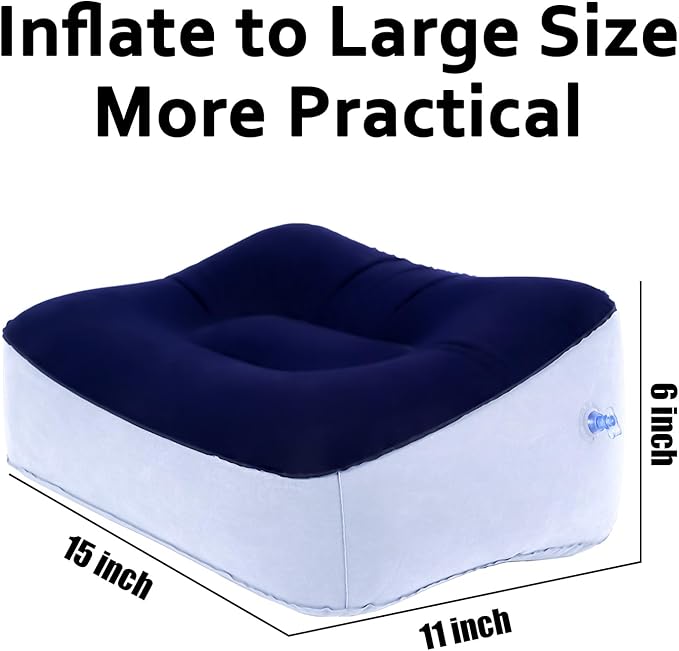 Inflatable Foot Rest Pillow - Portable, Non-Slip Base for Desk, Office Chair, Travel & Bed - Ergonomic Foot Support & Comfort (Spliced Color)