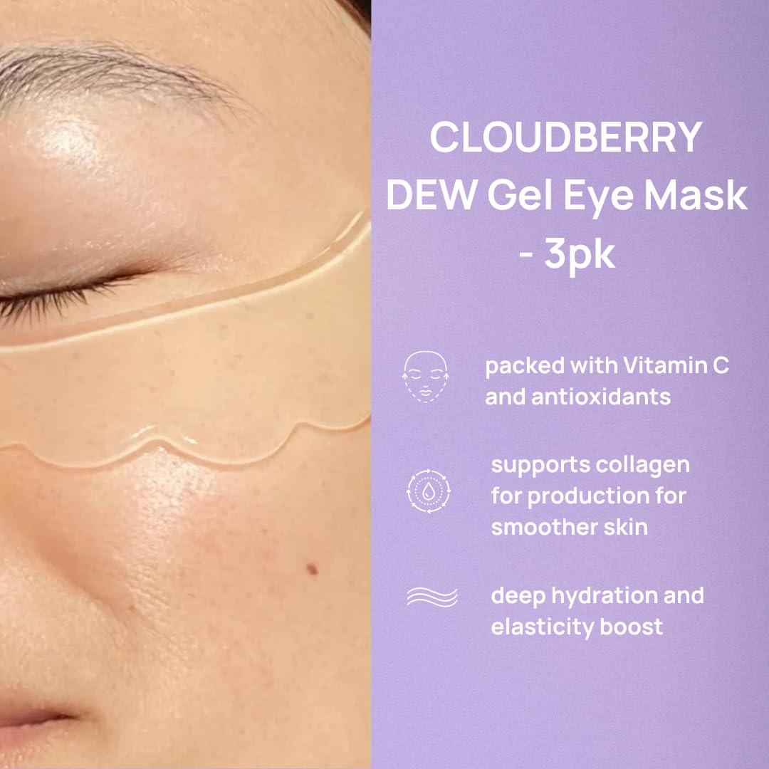 Mei Apothecary Cloudberry Dew Gel Eye Mask - 3 Pack Cooling Eye Masks for Puffy Eyes, Dark Circles & Wrinkles, Infused with Vitamin C, Peptides & Hyaluronic Acid