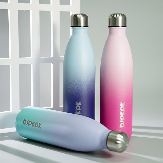 BJPKPK 25oz Insulated Stainless Steel Water Bottles,Sports Water Bottles Keep Cold for 24 Hours and Hot for 12 Hours,Cherry Blossom