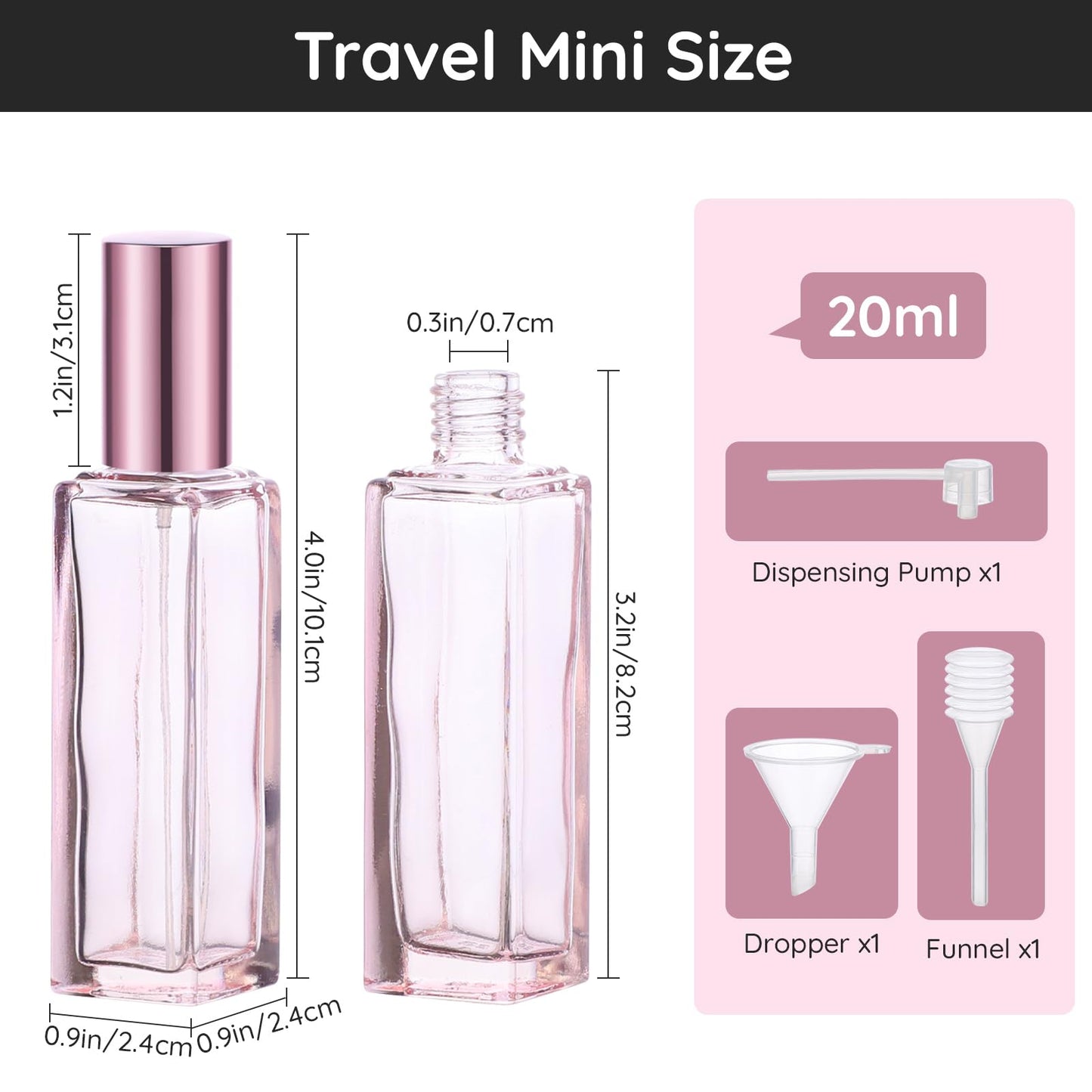 Segbeauty Perfume Travel Refillable, 20ml Portable Mini Perfume Atomizer, 2 Pack Empty Cologne Dispenser Perfume Bottles Scent Pump Case Toiletries Container Sprayer Travel Essential Accessory Set