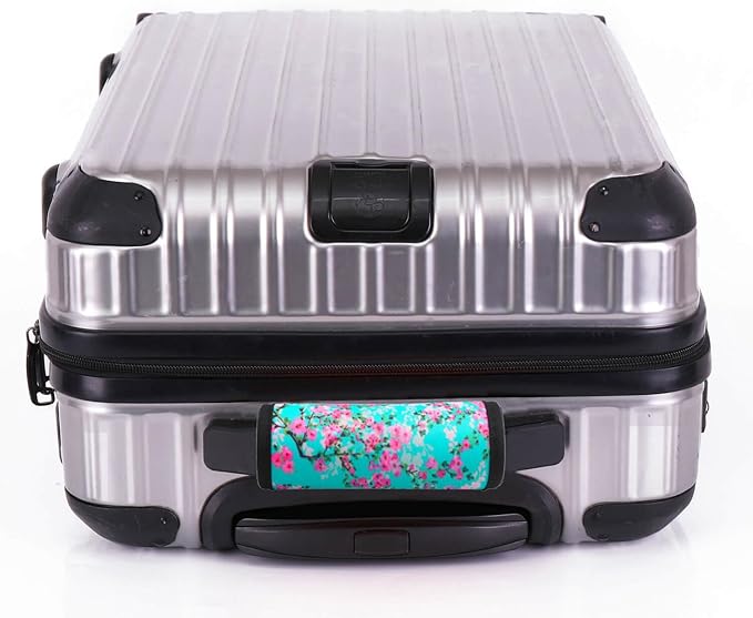 5 Pack Neoprene Luggage Handle Wraps Bright Luggage Tags/Identifiers/Marker/Grips Travel Accessories for Airplane/Flying/Luggage (Plum Blossom)