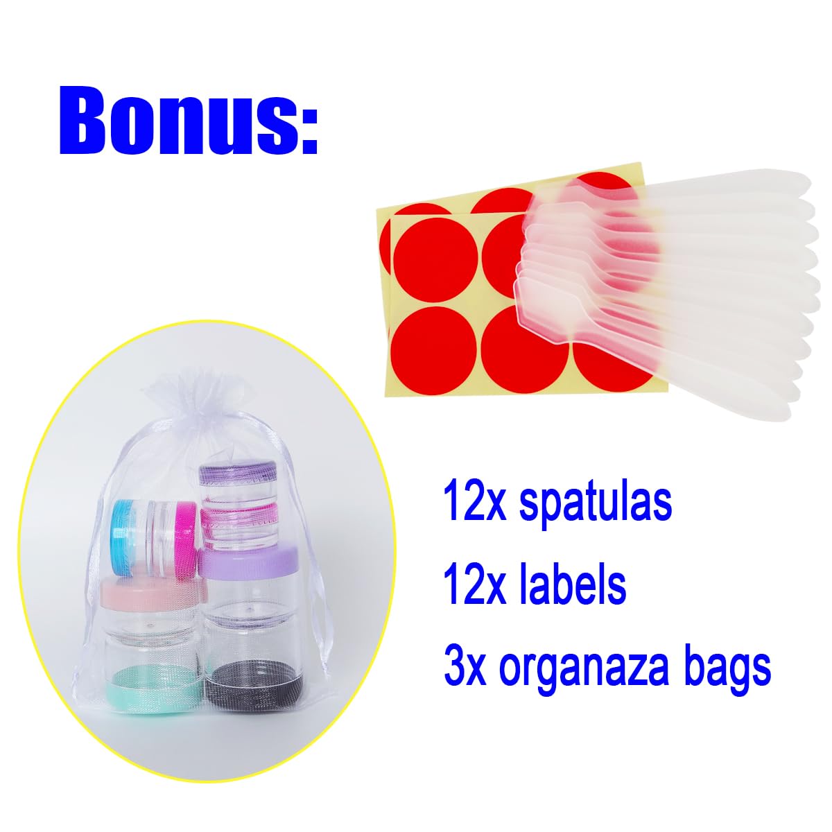 Wopanxye 12pack 15 Gram Small Clear Cosmetic Sample 15ml Empty Containers for Make-up Gifts, Eye-Shadow, Nails, Powder, Gels, Beads, Jewelry, Sunscreens Cream, Mini 15g Pot Jars with Green Cap Lids