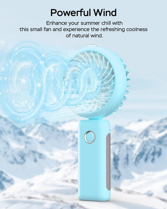 RNKRUN Portable Handheld Misting Fan, 4000mAh USB Rechargeable Personal Mister Foldable Fan Battery Operated Spray Water Mist Fan Makeup Small Face Steamer for Travel Outdoors Office blue