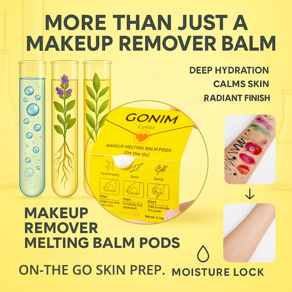 GONIM Cleansing Balm Makeup Remover, Hydrating Facial Cleanser for On-the-Go, Makeup Remover Melting Balm, Travel Size Mini Makeup Cleansing Oil, Travel Essentials for Women, Soothing 3gx15pcs
