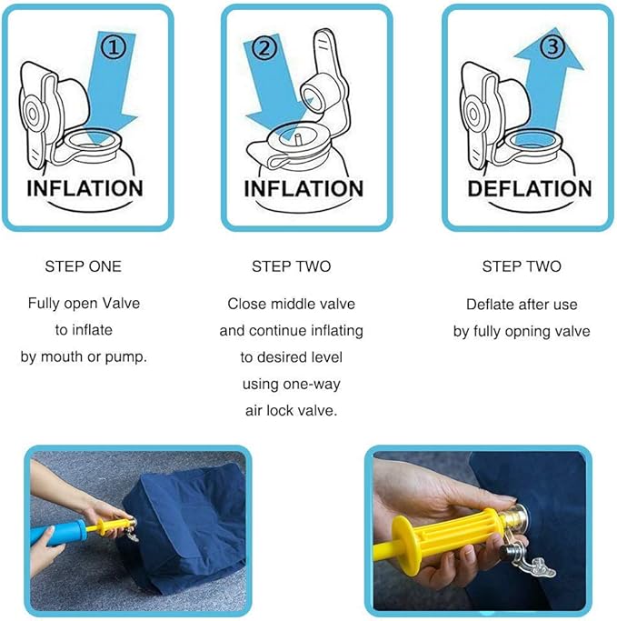 ZIQIAN Inflatable Travel Foot Rest Pillow Portable Adjustable Three Layers Height Foot Stool for Airplanes, Cars, Home, Trains, Office to Lay Down or Sleep on Long Flights with Pump（Blue 1PACK）