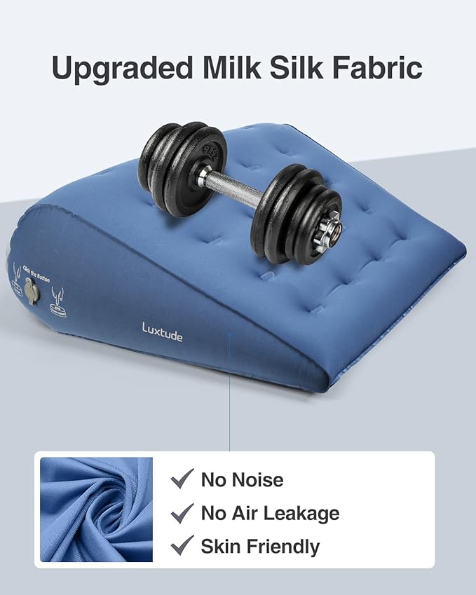 Luxtude Inflatable Wedge Pillow for Sleeping, Travel Wedge Pillow for Back Pain Relief, Knee Leg Elevation Support, Inflatable Bed Pillows for Sleeping, Back Support for Sitting Up