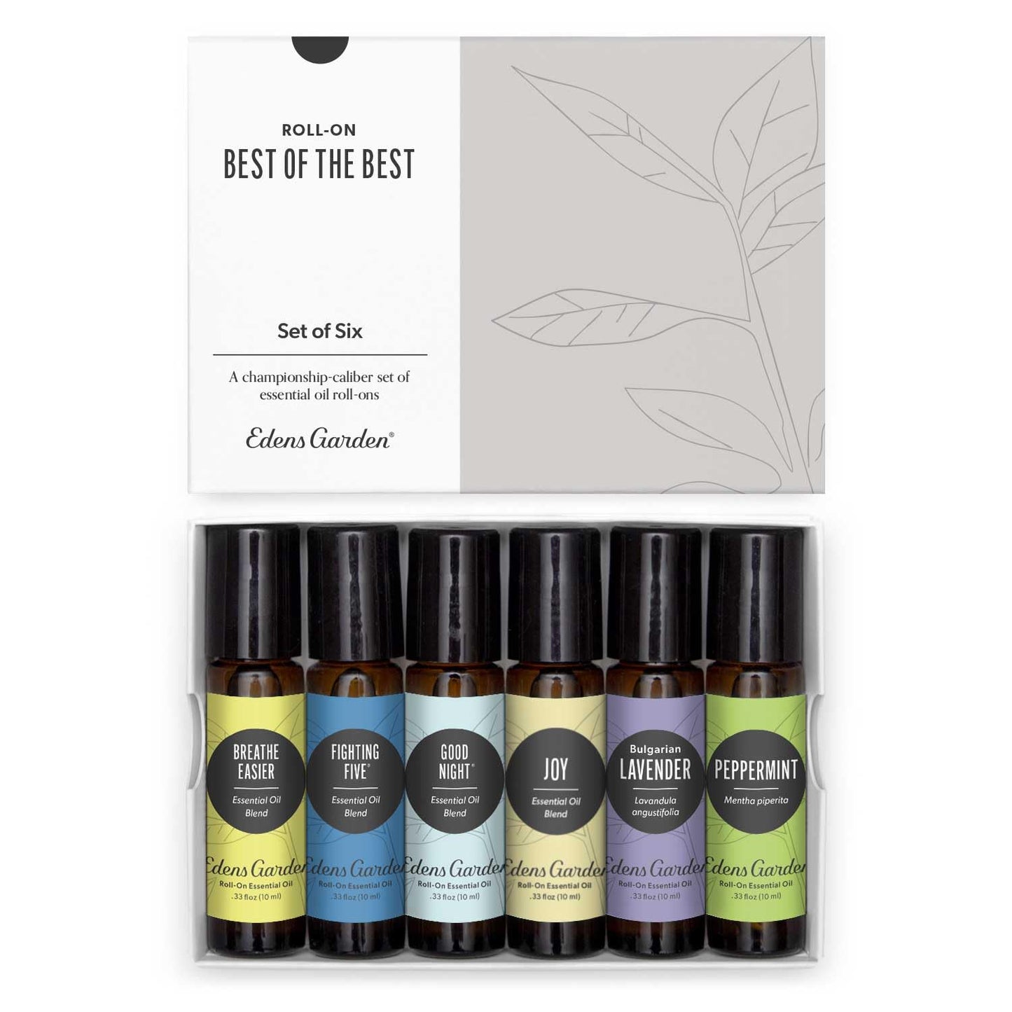 Edens Garden Essential Oils Best of the Best Roll-On 6 Set – 100% Pure Therapeutic Grade: Breathe Easier, Fighting Five, Good Night, Joy, Lavender & Peppermint Oil For Skin Care, 10 ml Roll-On/ 6 Pack