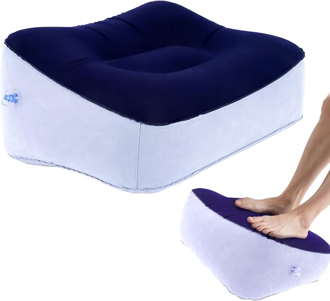 Inflatable Foot Rest, Portable Foot Rest, Inflatable Airplane Foot Rest Pillow - Portable Travel Foot Elevator, Foot Rest for Swelling, Lightweight Foot Stool for Economy Class (Grey)