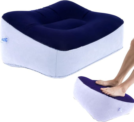 Inflatable Foot Rest, Portable Foot Rest, Inflatable Airplane Foot Rest Pillow - Portable Travel Foot Elevator, Foot Rest for Swelling, Lightweight Foot Stool for Economy Class (Grey)