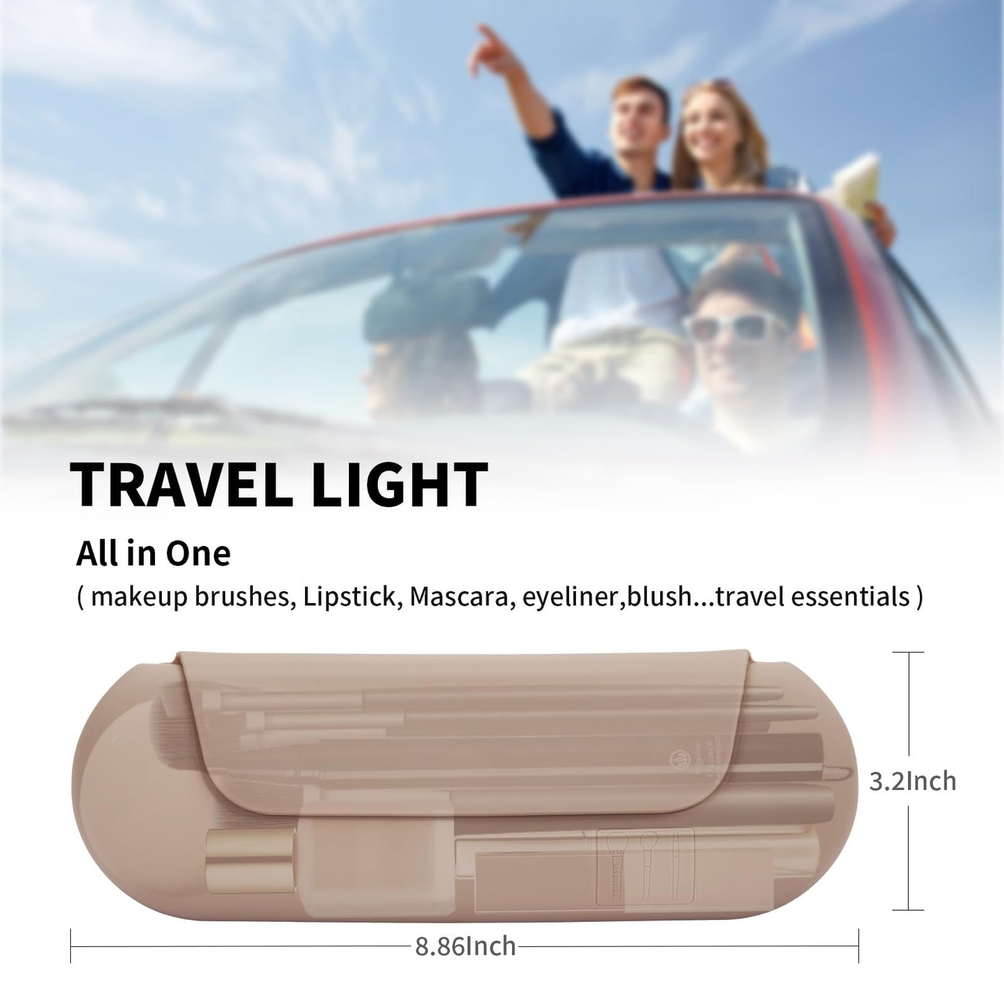 AGIKET Silicone Makeup Brush Holder Travel Cosmetic Bag：Soft Portable Cosmetic Face Brushes Holder with Upgrade Anti-Fall Out Magnetic Closure, Large Travel Makeup Brush Case - Walnut