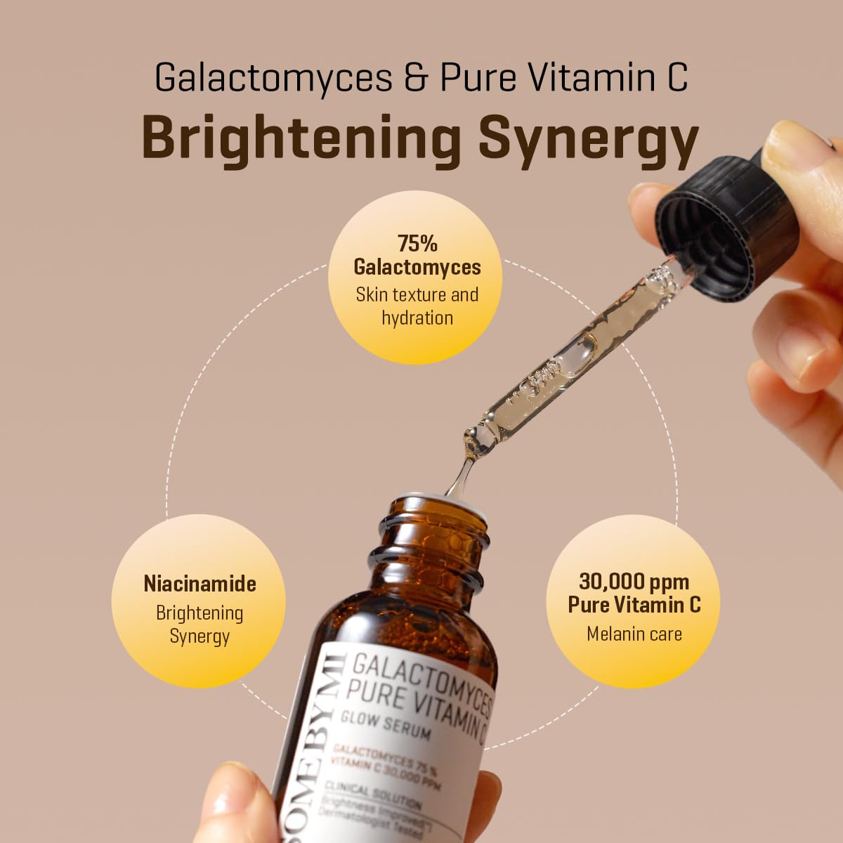 SOME BY MI Galactomyces Pure Vitamin C Glow Serum - 1.01Oz, 30ml - Korean Vitamin C Face Serum for Glow Glass Skin - Dark Spot Correcting Ampule with Brightening and Elasticity Care - Korean Skin Care