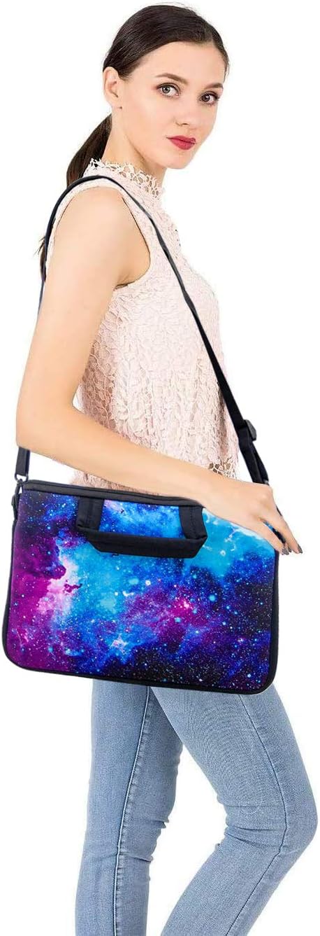 RICHEN 14-15.6 Inch Galaxy Laptop Shoulder Bag Messenger Bag Case Notebook Handle Sleeve Neoprene Soft Carpet Tablet Travel Accessories Pocket