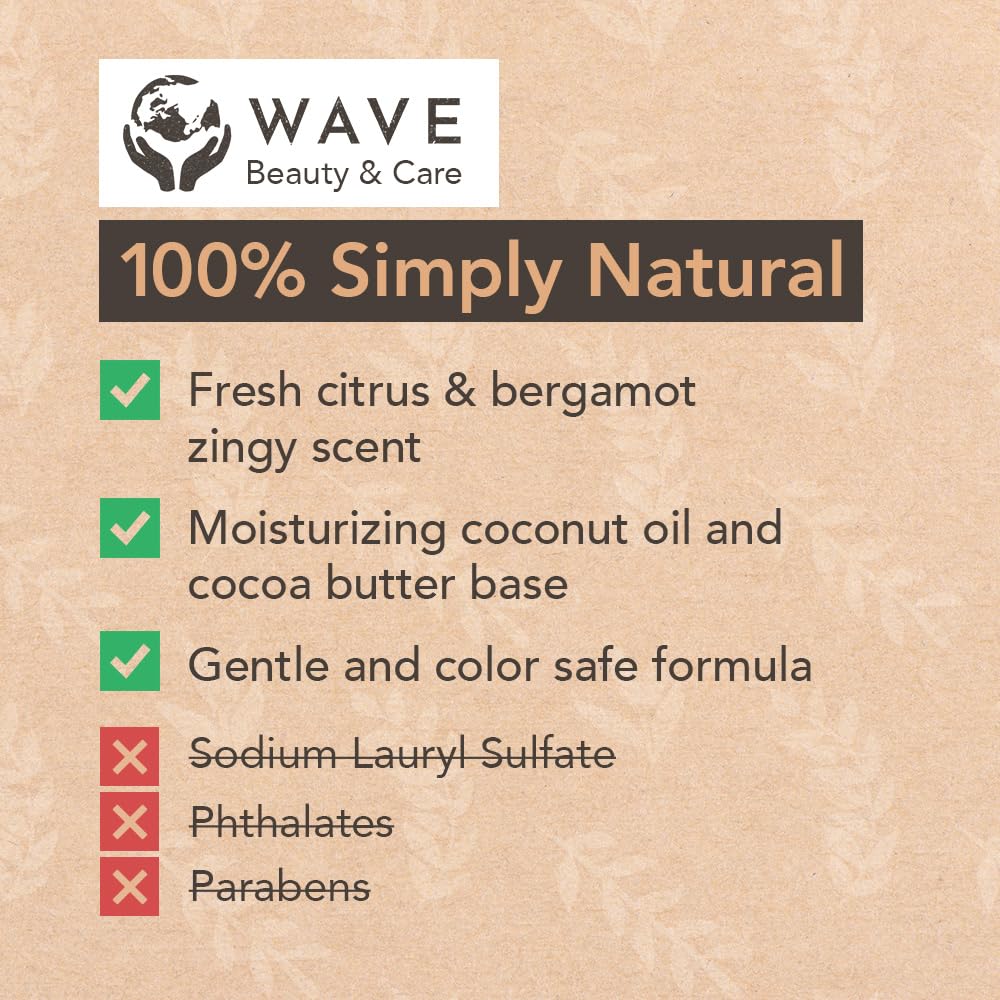 Wave Fresh Citrus Shampoo Bar & Conditioner Bar Set - Vegan & Sulfate-Free - Handmade Moisturizing Solid Bars for All Hair Types - Convenient for Travel, Long-Lasting, (80-120 Uses) - Citrus