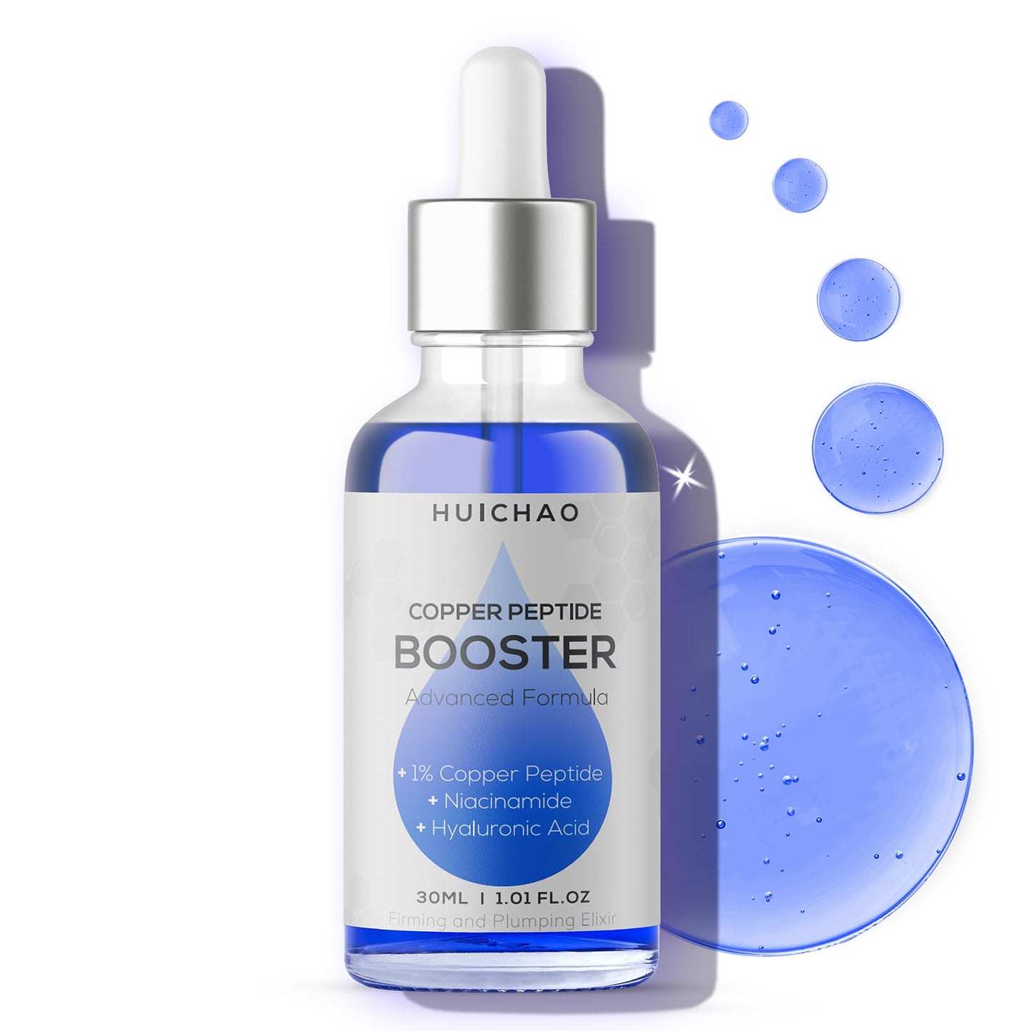 Advanced 1% Copper Peptide Serum Booster for Youthful Skin & Hair, DIY Make Your Own Face Serum, Reduce Fine Lines & Boost Collagen and Amplify Glow, Anti-Aging Korean Skincare (30ml)