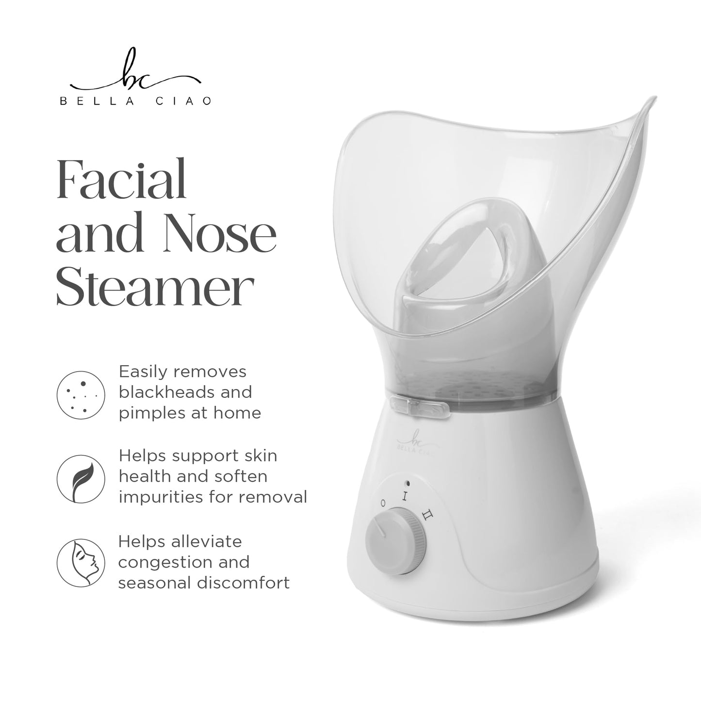 Bella Ciao 11-Piece Gentle Face Steamer Set with 2 Settings, At-Home Facial Spa Kit with Accessories, Facial Essentials, Includes Cleansing Brush and Blackhead-Remover Tools for Deep Pore Cleaning