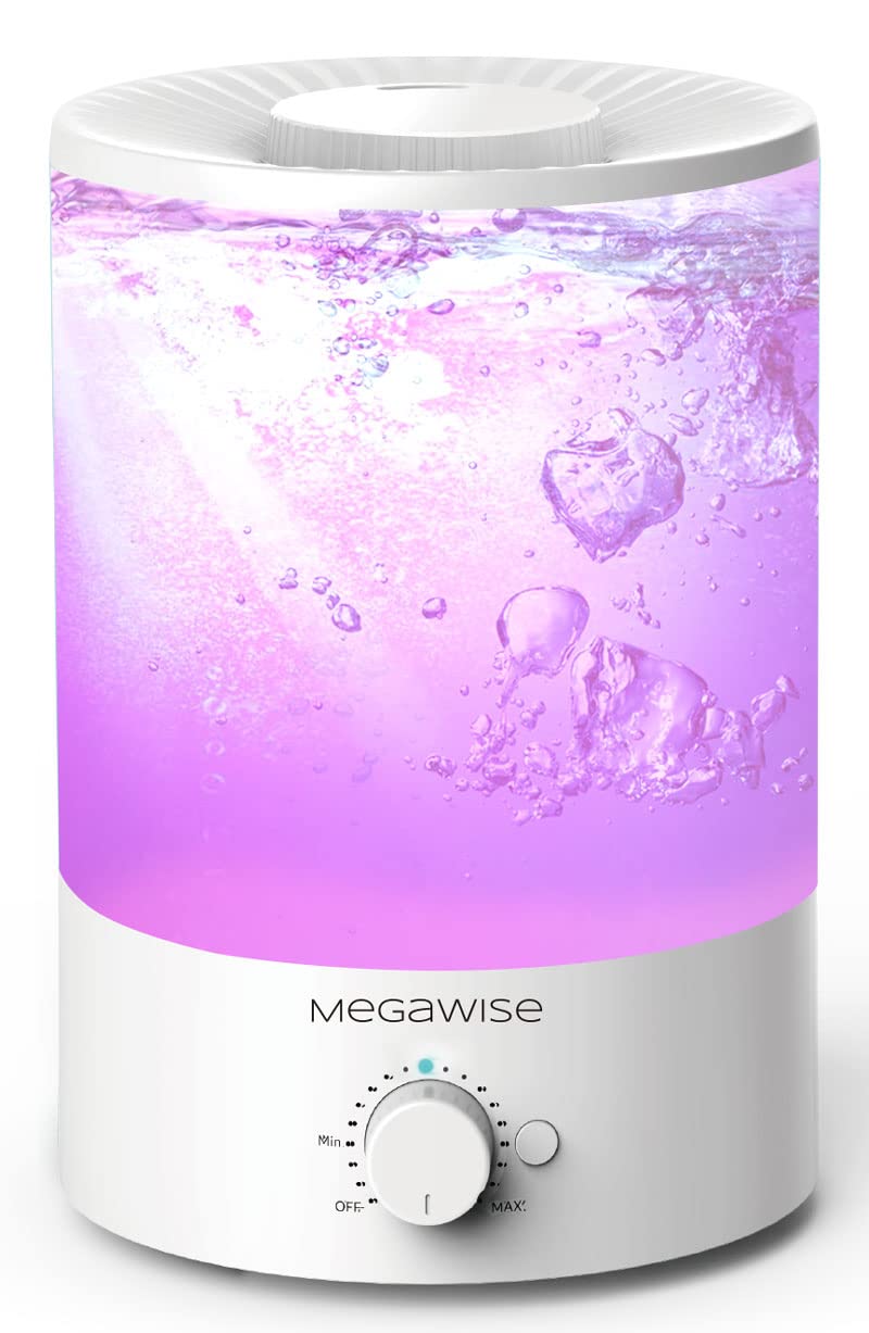 MEGAWISE 3.5L Cool Mist Humidifier with Top Refill, Large Capacity of 3.5L, Easy Safe and Convenient for Home + 7 Night light Colors