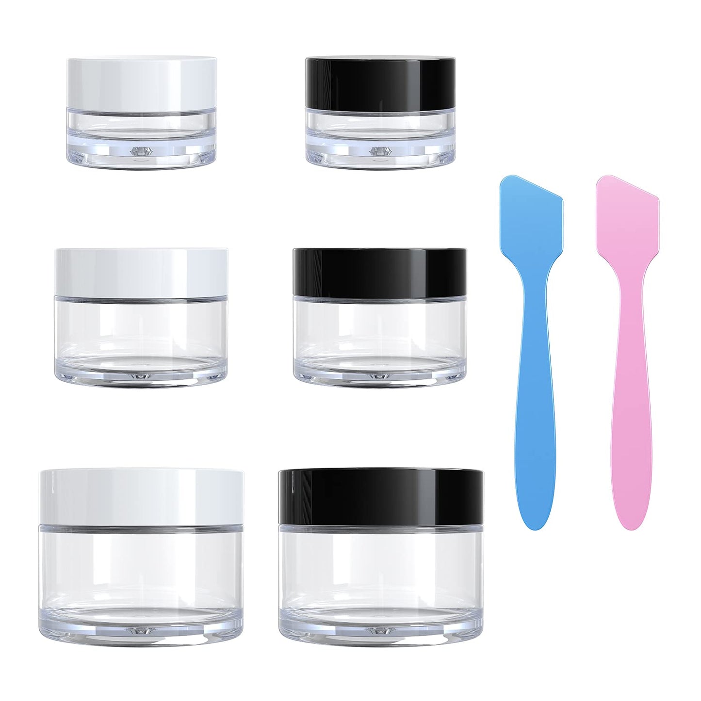 VEAIDE Travel Size Containers for Toiletries, 3 Size 0.17/0.5/1 OZ Small Cosmetic Jars for Makeup Face Creams Moisturizer Lotion, with 2 Pieces Mini Spatulas for Gift (6 Pieces)