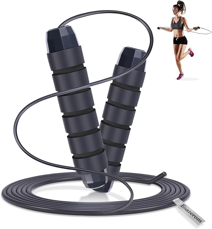 Jump Rope for Women Men Kids, Adjustable Skipping Rope with Ball Bearings, Professional Jumping Rope with Foam Handles, Tangle-Free Rapid Speed Jump Ropes for Fitness Workout Boxing Exercise