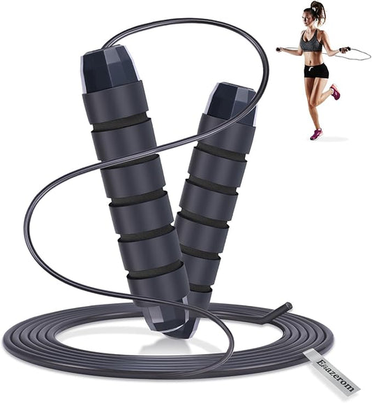 Jump Rope for Women Men Kids, Adjustable Skipping Rope with Ball Bearings, Professional Jumping Rope with Foam Handles, Tangle-Free Rapid Speed Jump Ropes for Fitness Workout Boxing Exercise