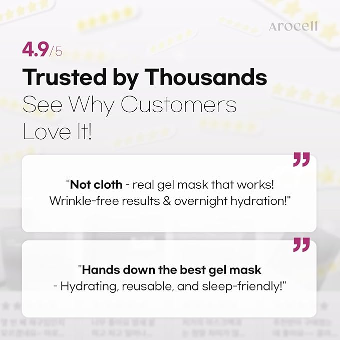 AROCELL Super Collagen Mask 4 Facial Sheet 5,000,000ppb Overnight Dual Matrix Hydrogel Masks with Low Molecular Weight Collagen for Elasticity Hydrating Anti-Aging Cooling Korean Skincare, 43g x 4ea
