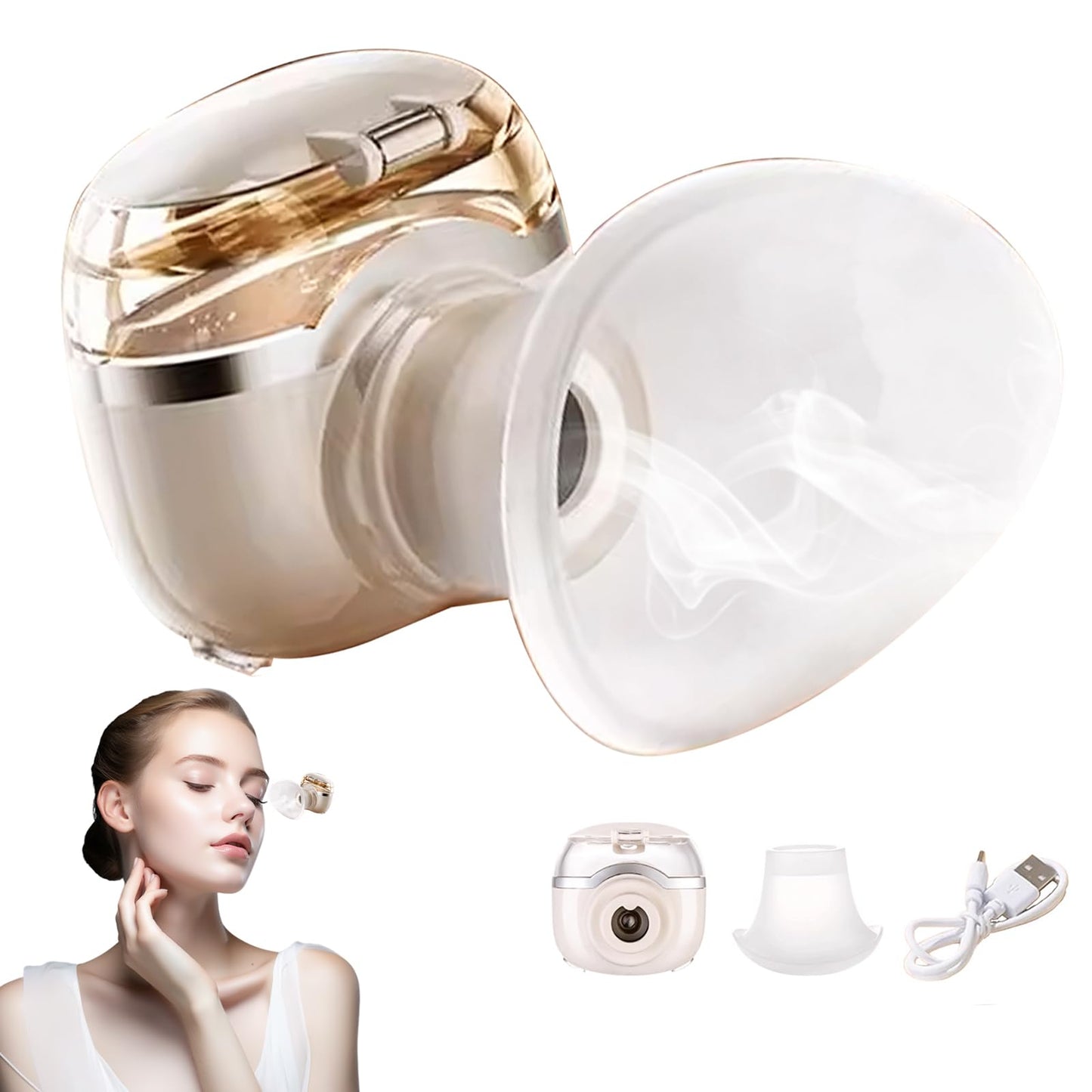 JEINHAIO Eye Mist Sprayer for Dry Eyes Portable Warm Compress Eyes Heated Nano Mister for Eyelid Eye Skin SPA Eye Steam Relief Dry Eyes and Stye Mini Eye Drops Tool