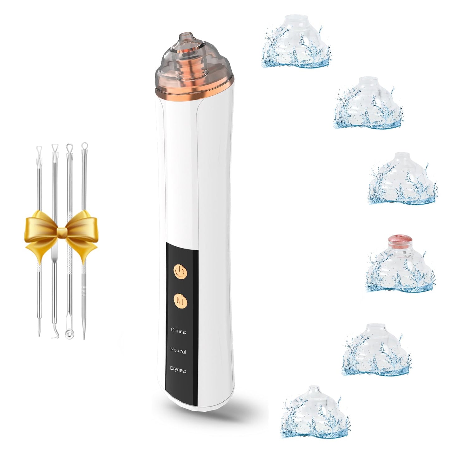 Blackhead Remover Pore Vacuum,Facial Pore Cleaner-6 Suction Power,3 Adjustable Suction Levels,USB Rechargeable Blackhead Vacuum Kit Electric Acne Extractor Tool for Women & Men (Off White)