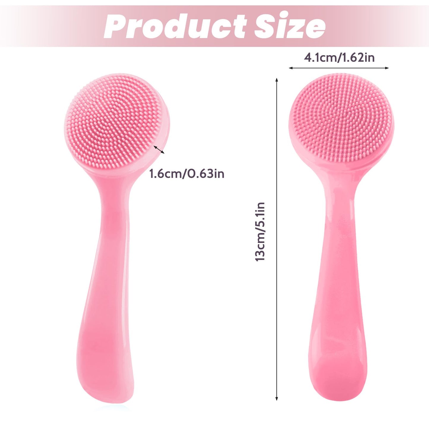 2pcs Silicone Manual Facial Cleansing Brush,Soft Bristles Waterproof Silicone Face Brush Face Exfoliator Brush for Face Cleaning Brush Sensitive Skin Easy to Clean Lather Well(Pink)